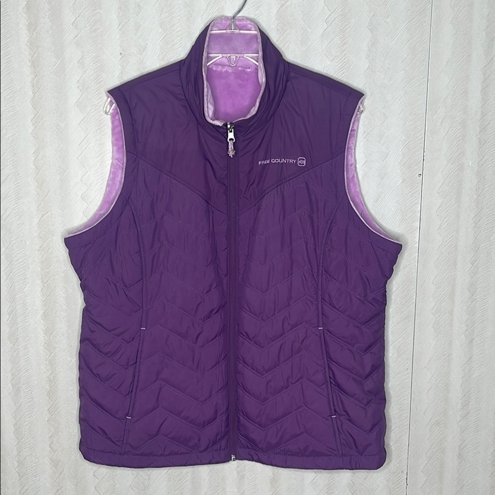 ❤️ FREE COUNTY Women's Purple Puffer Vest Size L - Picture 2 of 3
